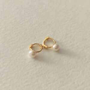 Pearl Hoop Earrings, Freshwater Pearl Huggies, Tiny Hoop Earrings Small Hoops